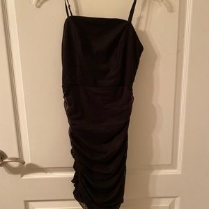 Black ruched bodycon dress